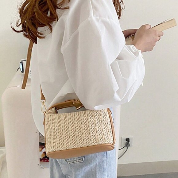 White Glamorous Women's Mini Handbag With Lock Button - Picture 9 of 10